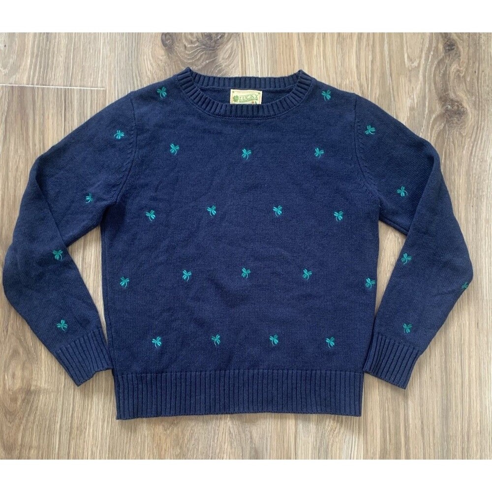 Kiel James Patrick Women’s Lucky Irish Crewneck Pullover Sweater XS Blue